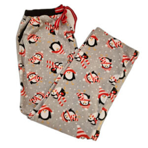 Rene Rafe Sleepwear Womens Large Pajama Lounge Pants Winter Penguins Pockets